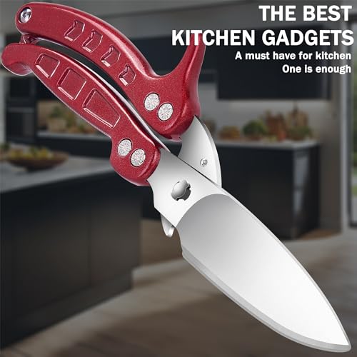 SLEMOON Kitchen Shears Heavy Duty Poultry Shears Meat Cutting Dishwasher Safe and Stainless Food Kitchen Scissors for Chicken Turkey Thanksgiving,Burgundy - Image 4