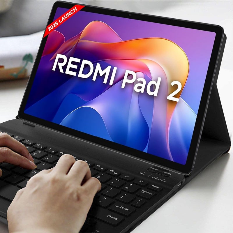 Hom Tri Fold Wireless Bluetooth Keyboard with Detachable Tablet Case Cover for Xiaomi Redmi Pad 2 11 inch Tablet - Image 3