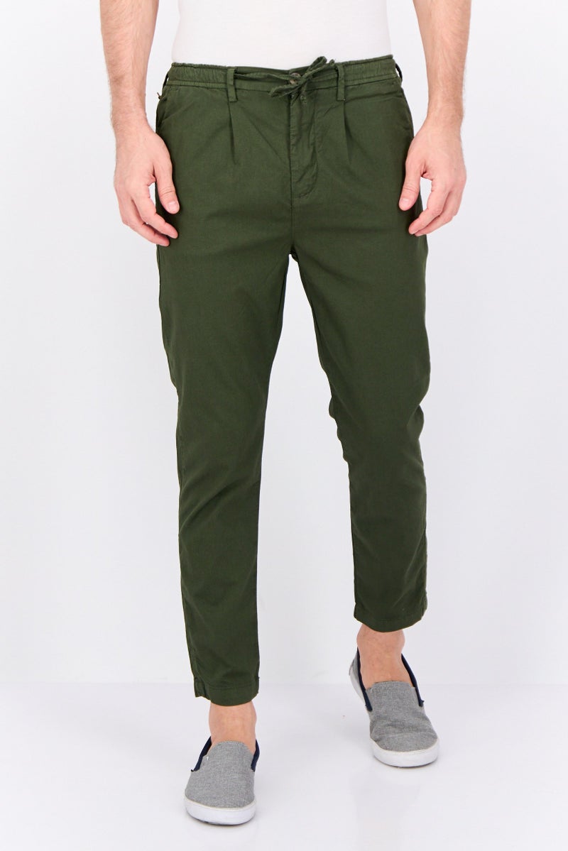 Sorbino سروال تشينو للرجال بقصة عادية بنمط ميكروجريد، أخضر داكن - Image 1