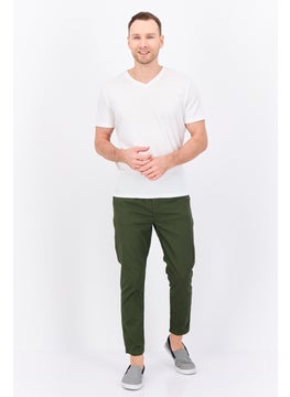 Sorbino Men Regular Fit Microgrid Pattern Chino Pants, Dark Green  - Image 4