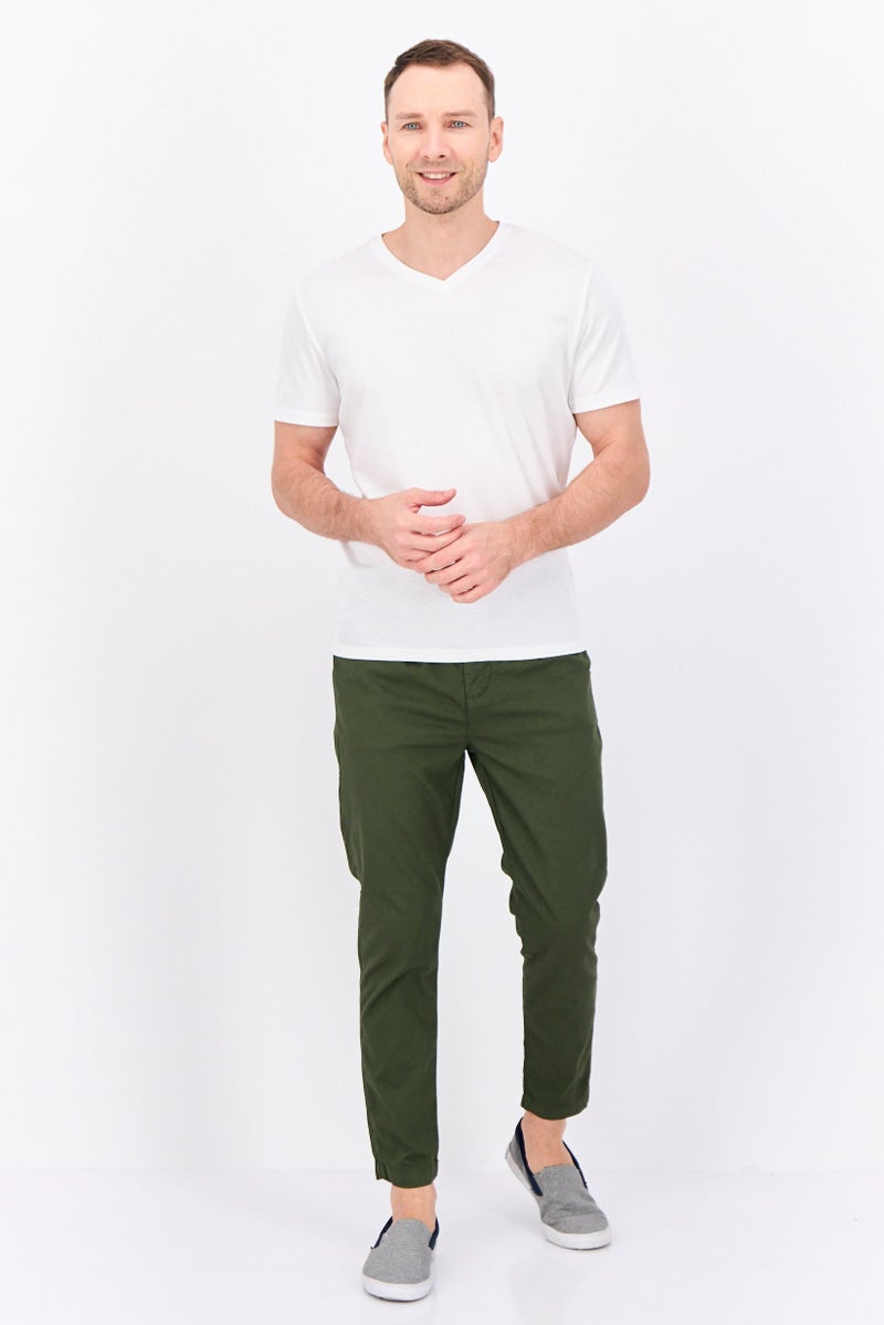 Sorbino سروال تشينو للرجال بقصة عادية بنمط ميكروجريد، أخضر داكن - Image 4