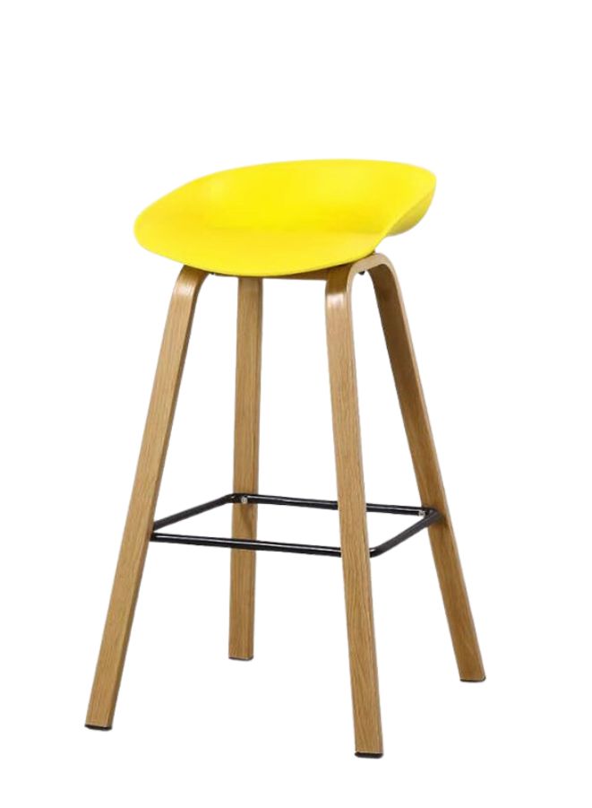 Generic High Stool for Office, Lobby, Clubs, Bars, Reception, Bar Stool with Wooden Legs, Yellow - Image 1
