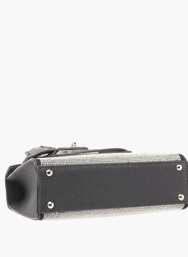 ميسي Women Embellished Satchel Bag with Detachable Strap and Magnetic Closure