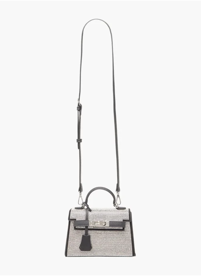 MISSY Women Embellished Satchel Bag with Detachable Strap and Magnetic Closure