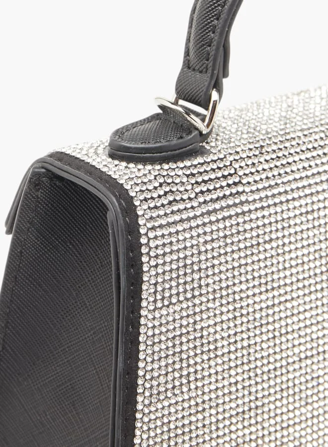 ميسي Women Embellished Satchel Bag with Detachable Strap and Magnetic Closure