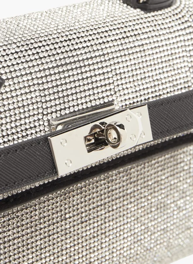 ميسي Women Embellished Satchel Bag with Detachable Strap and Magnetic Closure
