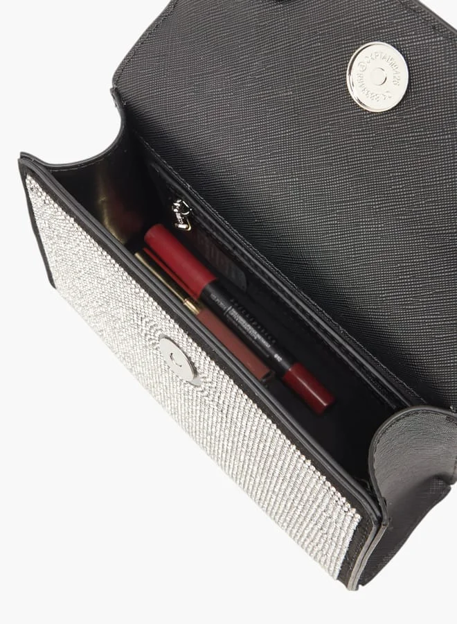 ميسي Women Embellished Satchel Bag with Detachable Strap and Magnetic Closure