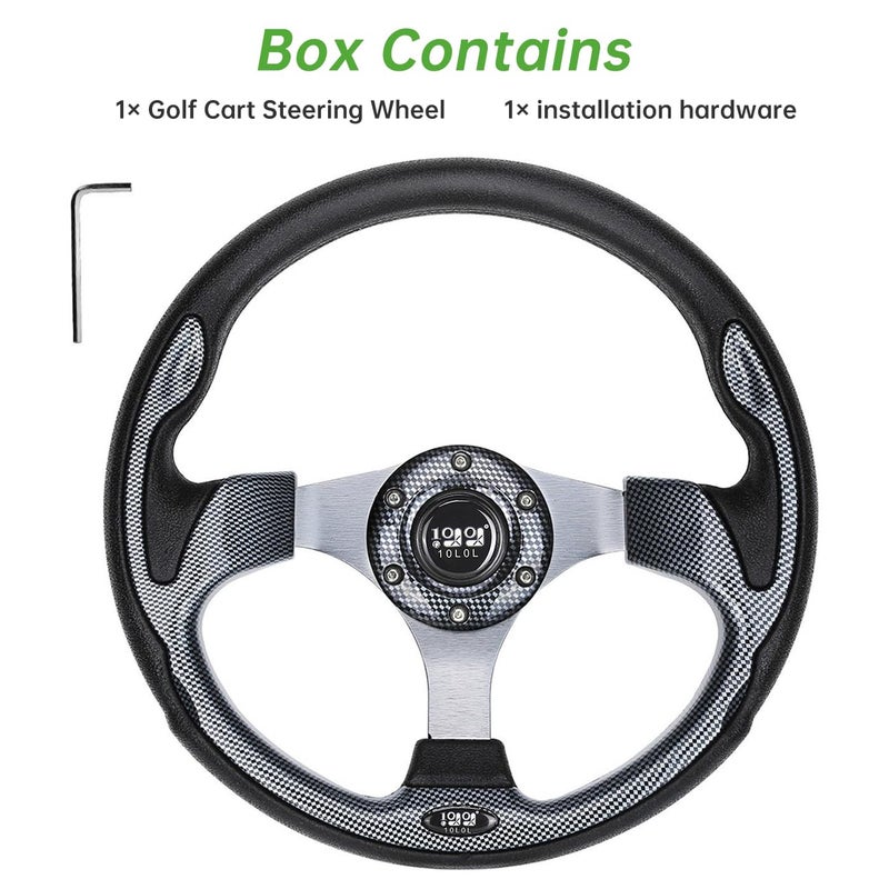 10L0L Golf Cart Steering Wheel, Generic of Most Golf cart EZGO Club Car Yamaha (style1 Gray) - Image 5
