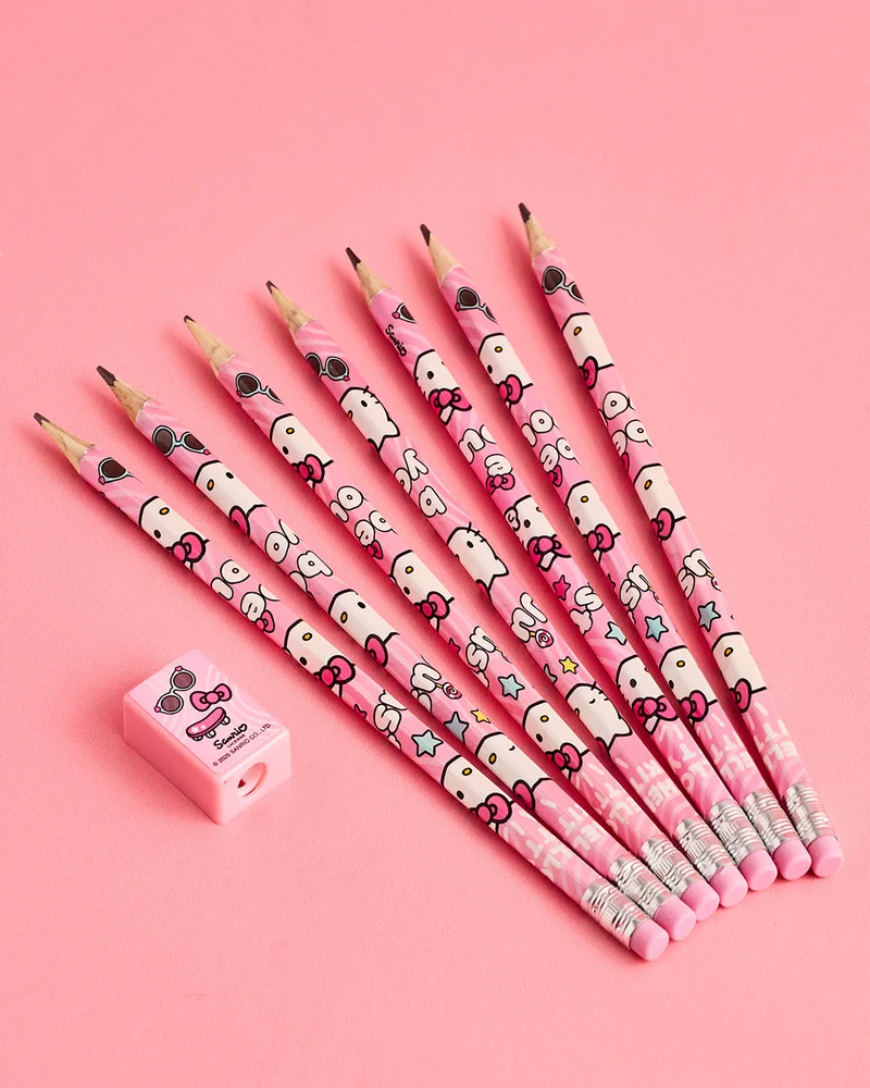 Redtag Pink 12 Pencils and Sharpener Set