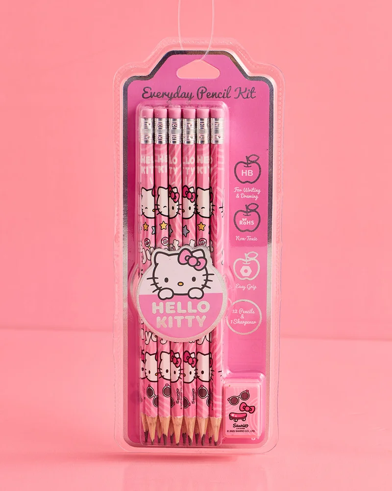 Redtag Pink 12 Pencils and Sharpener Set