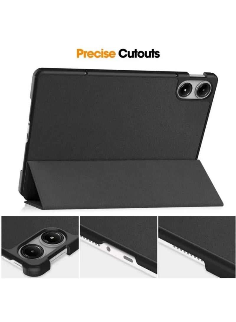 حالة لـ Xiaomi Redmi Pad Pro 12.1 حالة 2024 نموذج ثلاثي الطي غطاء الوقوف وظيفة الاستيقاظ التلقائي حالة حماية TPU مع مقعد قابل للتعديل مناسب لـ Redmi Pad Pro 12.1 (أسود) - Image 3
