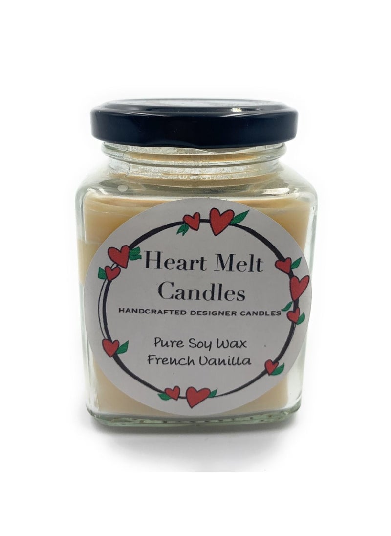 Heart Melt Candles Pure Soy Wax Jar Candle French Vanilla Scented White 160g 