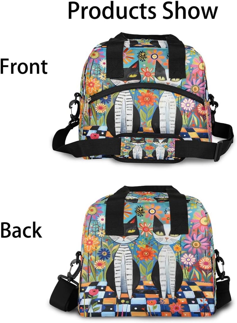 Insulated Animal Cat Flowers Lunch Box For Kids Large Capacity Reusable Lunchbox Leakproof Cooler Tote Bag Portable Lunch Meal Prep Pail For Boys Girls Chirld Teens School Travel Picnic - Image 3