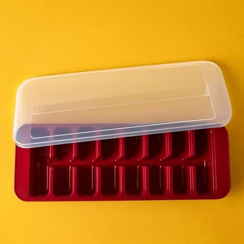 SUPERMOM Ice Cube Trays – 2 in 1 Portable Ice Ball Maker – 16 Grid Ice Cube Mold with Built in Storage & Lid for Ice & Storage Box – BPA Free Reusable for Quick-Freezing, Drinks & Home Use (Pack of 1) - Image 1