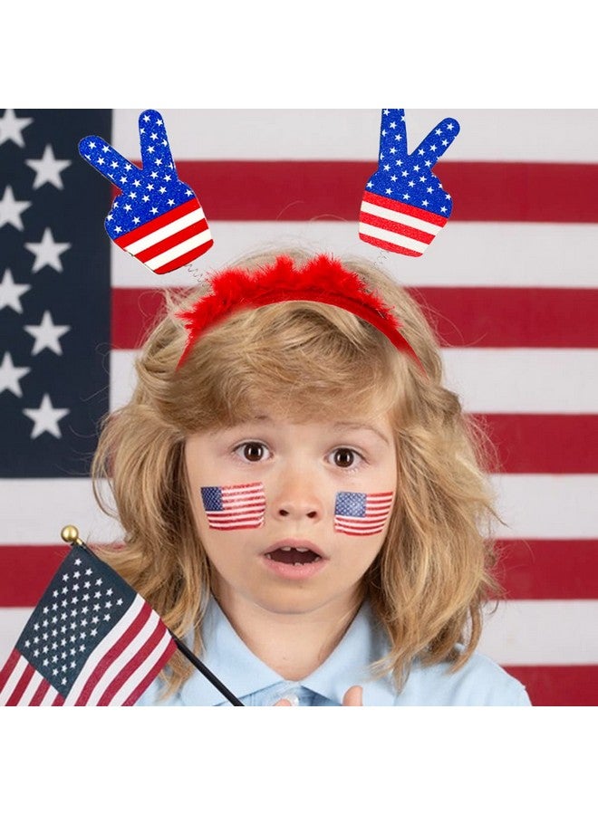 Doneace 4Th Of July Head Boppers Independence Day Headband Patriotic Themed Party Hair Hoop Fingers Headwear Hair Band Plush Hair Decorations July Fourth White Blue Red Hair Supplies Hair Accessories 1Pcs - Image 3