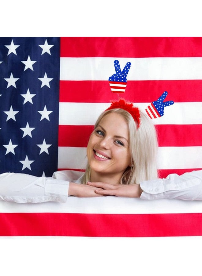 Doneace 4Th Of July Head Boppers Independence Day Headband Patriotic Themed Party Hair Hoop Fingers Headwear Hair Band Plush Hair Decorations July Fourth White Blue Red Hair Supplies Hair Accessories 1Pcs - Image 4