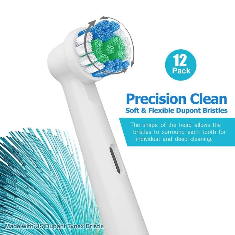 M'AYCREATE ®Replacement Toothbrush Heads Precision Clean Brush Heads Replacement Refills for Braun Oral-B Electric Rechargeable Toothbrushes, Pack of 12 - Image 2