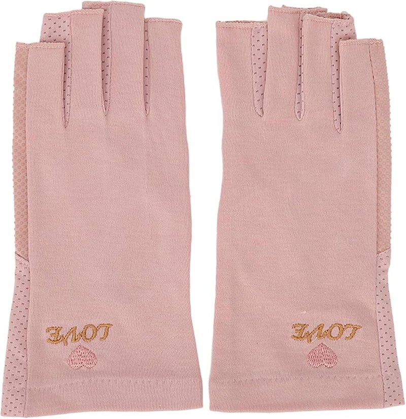 قفازات مانيكير شاحبة وردية رمادية بدون أصابع للحماية من الأشعة فوق البنفسجية لتجفيف مريح للأظافر - Image 2