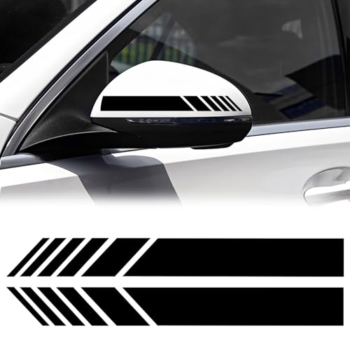 NTNEV 2PCS Car Rear View Mirror Stickers Waterproof Auto Side Rearview Mirror Stripes DIY Car Body Sticker Universal AntiCollision Striped Automotive Warning Stripes for Most Vehicles Black - Image 1