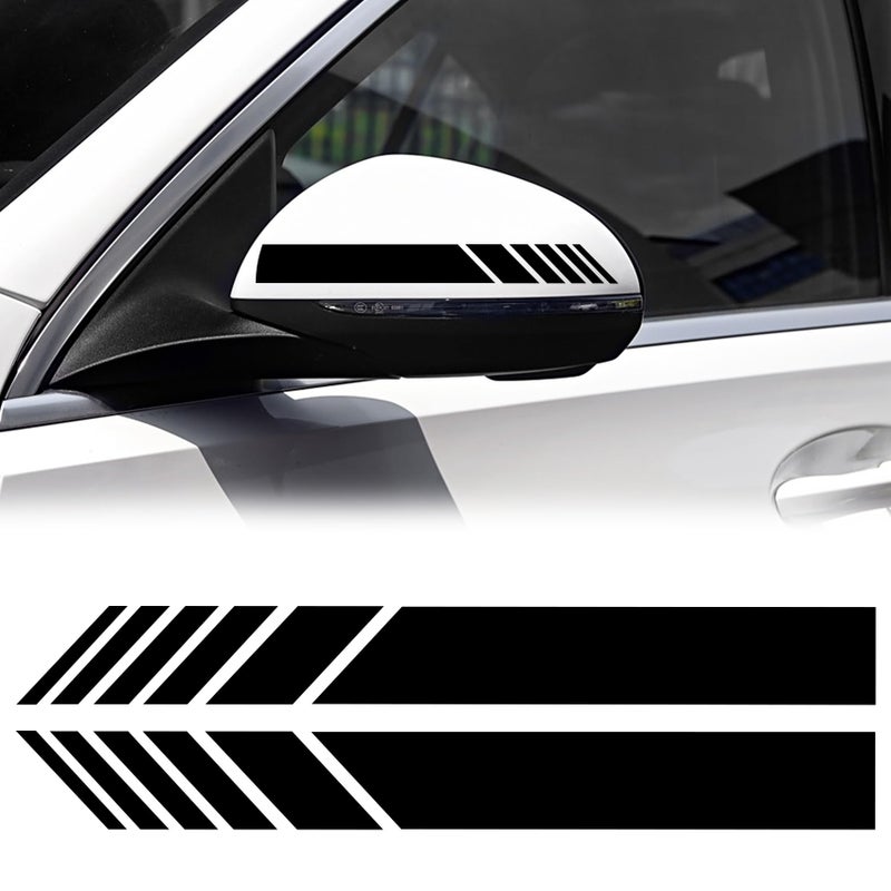 NTNEV 2PCS Car Rear View Mirror Stickers Waterproof Auto Side Rearview Mirror Stripes DIY Car Body Sticker Universal AntiCollision Striped Automotive Warning Stripes for Most Vehicles Black - Image 3