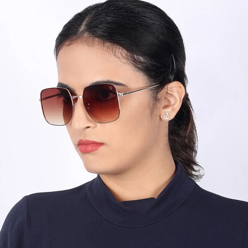 Woggles Latest & Stylish UV Protected Ray Golden Square Sunglasses for Men & Women