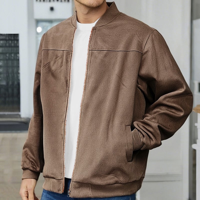 American Men'S Suede Jacket Spring And Autum Fashion Casual Zipper Long-Sleeved Cardigan Jacket - Image 4