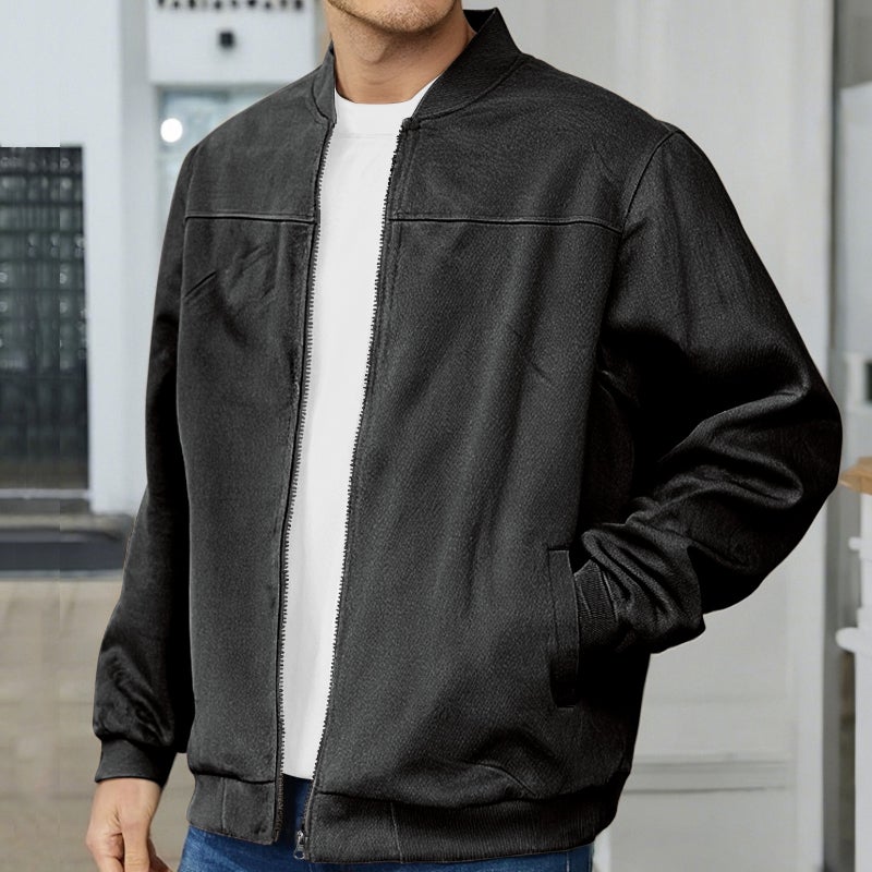 American Men'S Suede Jacket Spring And Autum Fashion Casual Zipper Long-Sleeved Cardigan Jacket - Image 1