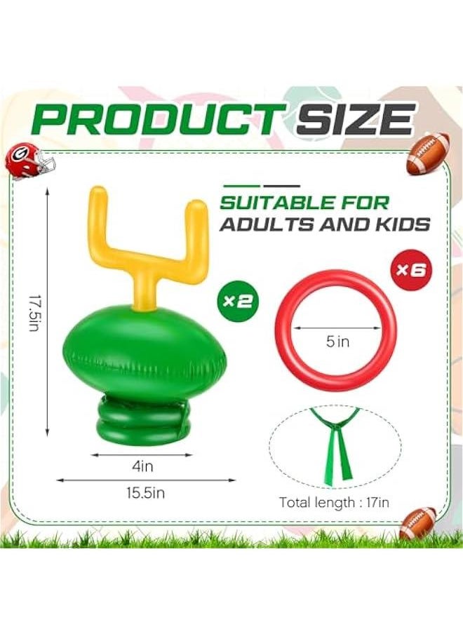 2 Set Inflatable Post Ring Toss Football Goal Post Game Include 2 Pieces Hat 6 Pieces Toss Ring for Boys Girls Football Party Games(Classic Style)  - Image 2