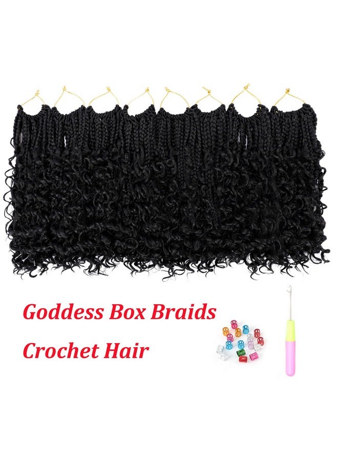 إييريا 8 عبوات من ضفائر شعر كروشيه Goddess Box Braids بطول 10 بوصات مع أطراف مجعدة من الكروشيه البوهيمي مع ضفائر شعر كروشيه صناعية للنساء (#1B)  - Image 2