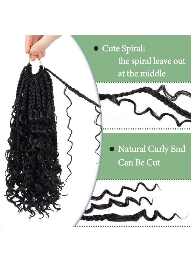 إييريا 8 عبوات من ضفائر شعر كروشيه Goddess Box Braids بطول 10 بوصات مع أطراف مجعدة من الكروشيه البوهيمي مع ضفائر شعر كروشيه صناعية للنساء (#1B)  - Image 4
