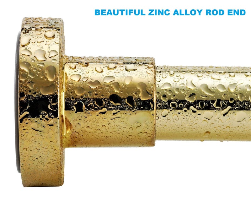 BRIOFOX Spring Tension Curtain Rod 43-73 Inches, Rust-Resistance and Non-Slip Shower Curtain Rod for Window or Bathroom, Gold - Image 3