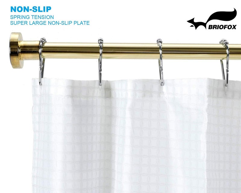 BRIOFOX Spring Tension Curtain Rod 43-73 Inches, Rust-Resistance and Non-Slip Shower Curtain Rod for Window or Bathroom, Gold - Image 2