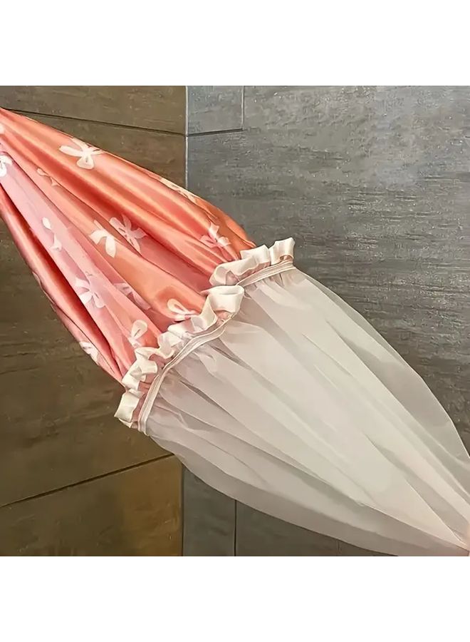 Pink Shower Cap For Women Double Layered Reusable Large Capacity 27cm - Image 3