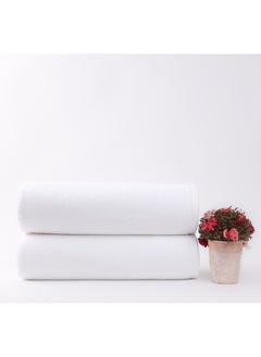 White Rose Towel White Rose 2-Piece  Set, 100% Premium Cotton 600 GSM Superior Quality, Quick Dry Highly Absorbent Thick Bathroom Soft Hotel s for Bath And Spa,  Set Includes 2 Bath Sheet (90x180 cm) White  - Image 1