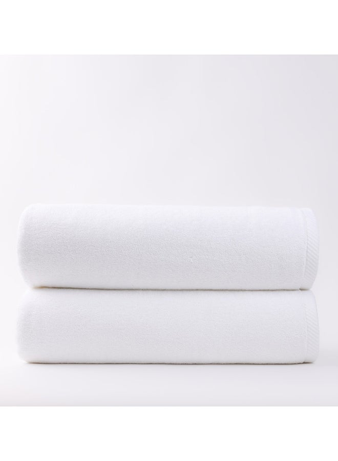 وايت روز منشفة بيضاء وردية من قطعتين، 100% قطن فاخر 600 جرام لكل متر مربع، جودة فائقة، سريعة الجفاف، عالية الامتصاص، سميكة وناعمة للحمام والمنتجعات الصحية، تتضمن المجموعة 2 ملاءة حمام (90 × 180 سم) بيضاء - Image 2