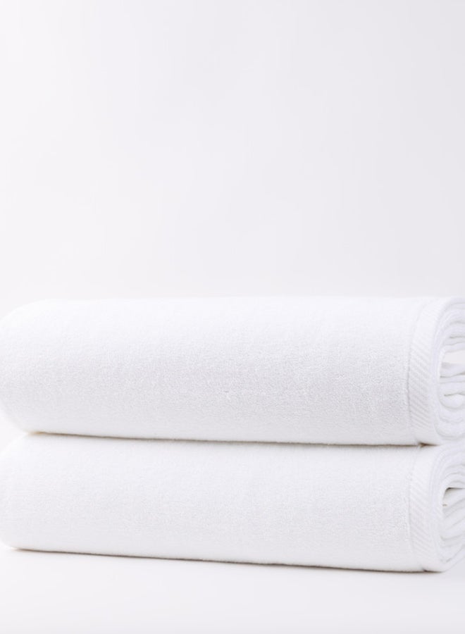 وايت روز منشفة بيضاء وردية من قطعتين، 100% قطن فاخر 600 جرام لكل متر مربع، جودة فائقة، سريعة الجفاف، عالية الامتصاص، سميكة وناعمة للحمام والمنتجعات الصحية، تتضمن المجموعة 2 ملاءة حمام (90 × 180 سم) بيضاء - Image 3