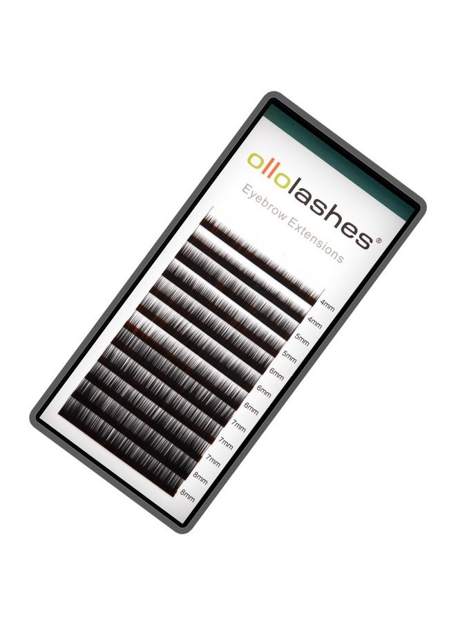 OLLOLASHES - Eyebrow Extensions I Curl 0.10Mm Mix48Mm 4Mm 5Mm 6Mm 7Mm 8Mm Black Color (Mix48Mm 0.10 I Curl) - Image 1