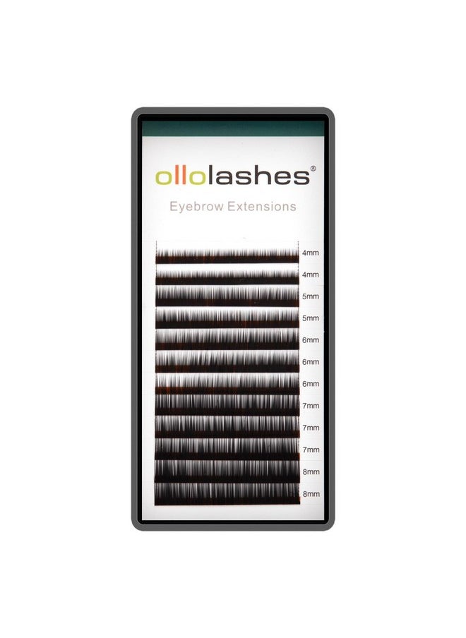 OLLOLASHES - Eyebrow Extensions I Curl 0.10Mm Mix48Mm 4Mm 5Mm 6Mm 7Mm 8Mm Black Color (Mix48Mm 0.10 I Curl) - Image 1