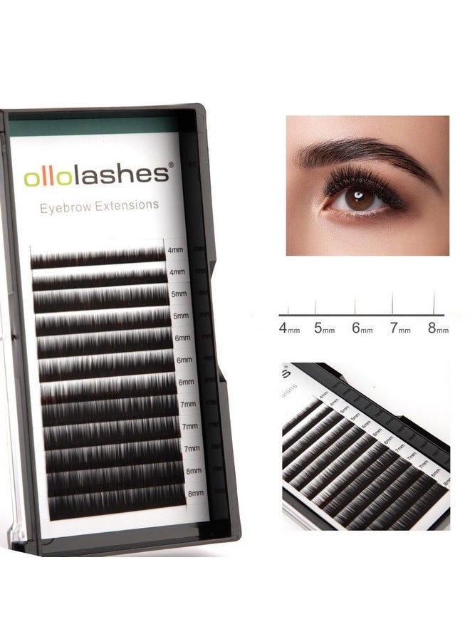 OLLOLASHES - Eyebrow Extensions I Curl 0.10Mm Mix48Mm 4Mm 5Mm 6Mm 7Mm 8Mm Black Color (Mix48Mm 0.10 I Curl) - Image 1
