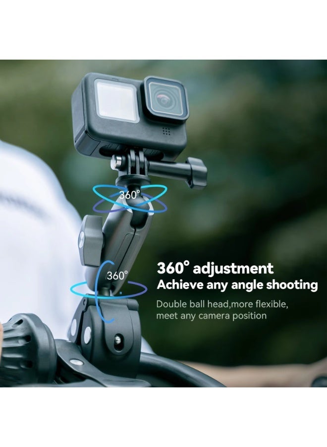TELESIN Motorcycle Bicycle Rail Mount Clamp with 360 degree Ball Mount Clip For Gopro Hero DJI OSMO Action Insta 360 For Phone - Image 2