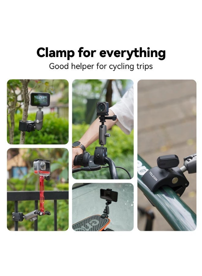 TELESIN Motorcycle Bicycle Rail Mount Clamp with 360 degree Ball Mount Clip For Gopro Hero DJI OSMO Action Insta 360 For Phone - Image 4