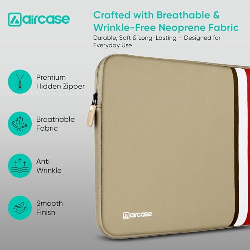 AirCase Protective Laptop Bag Sleeve Fits Upto 13.3" Laptop/MacBook,Wrinkle Free,Padded,Waterproof Light Neoprene Case Cover Pouch,for Men&Women,Biege,Beige - Image 5