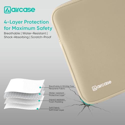 AirCase Protective Laptop Bag Sleeve Fits Upto 13.3" Laptop/MacBook,Wrinkle Free,Padded,Waterproof Light Neoprene Case Cover Pouch,for Men&Women,Biege,Beige - Image 2