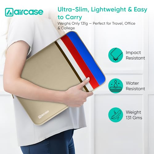 AirCase Protective Laptop Bag Sleeve Fits Upto 13.3" Laptop/MacBook,Wrinkle Free,Padded,Waterproof Light Neoprene Case Cover Pouch,for Men&Women,Biege,Beige - Image 4