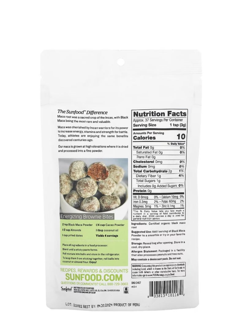 Sunfood Superfoods Organic Black Maca Powder 4 oz (113 g) - Image 2