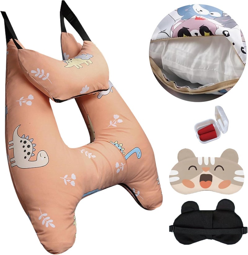 Tumahe Car Pillow for Kids, Kids & Adults Car Neck Head Support Cushion Set,Travel car seat Safety Pillow,h Shape car Sleeping Pillow Kids,Pillow case can be Disassembled and Washed (G) - Image 1