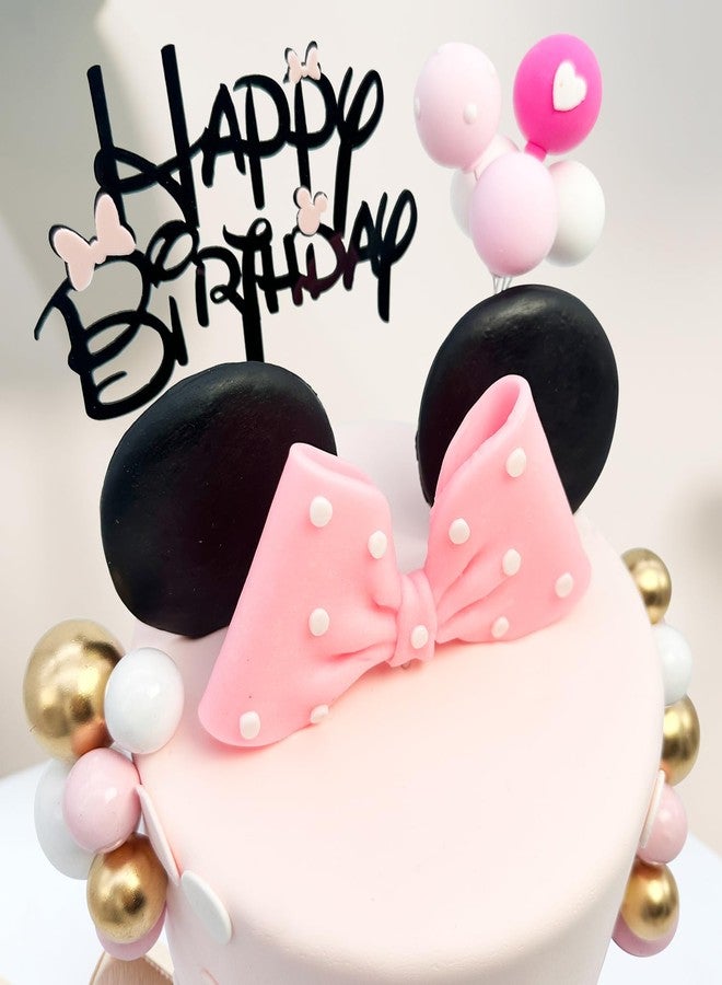 Tarocynn 20Pcs Mouse Birthday Cake Topper with Bows and Ears Happy Birthday Party Baby Shower Decorations Supplies - Image 3