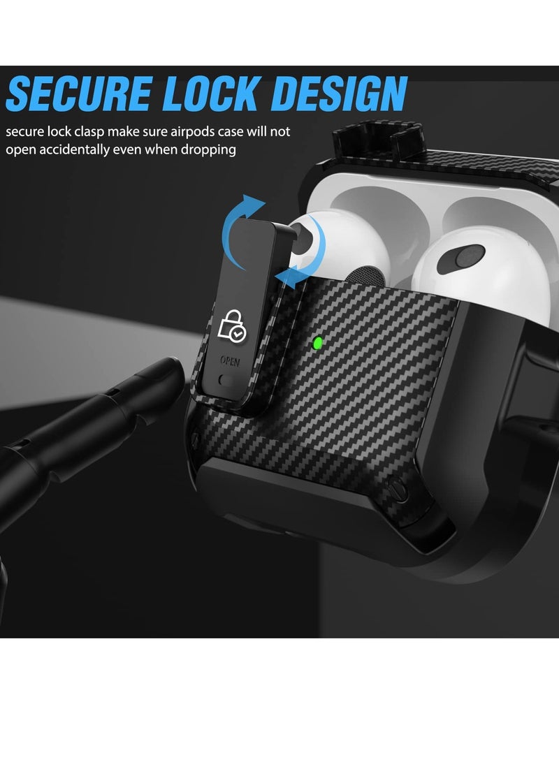 Airpods 2 Case Cover for Women Men, Military Automatic Security Locking Clip Case for Airpods 2rd  Front LED Visible Black  - Image 2