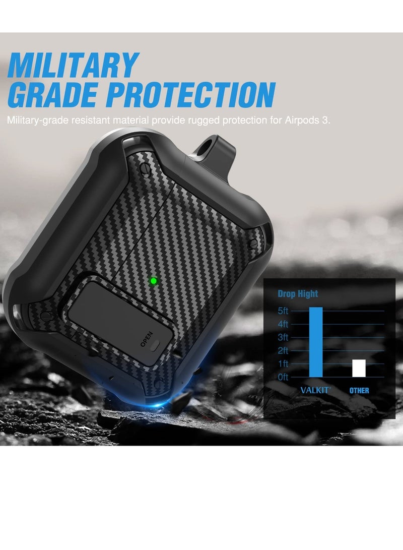 Airpods 2 Case Cover for Women Men, Military Automatic Security Locking Clip Case for Airpods 2rd  Front LED Visible Black  - Image 3