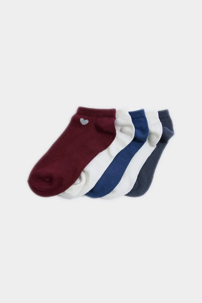 ديفاكتو Woman 5 Piece Heart Print Cotton Short Socks